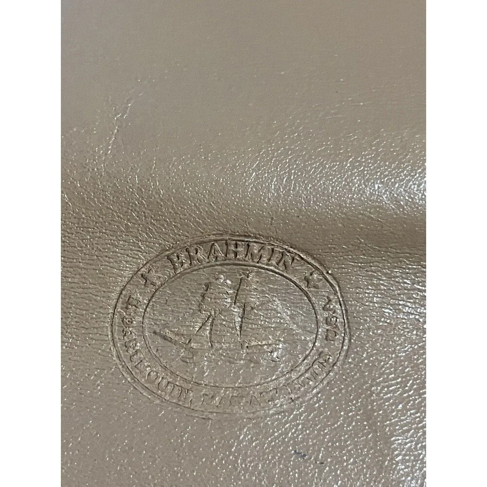 Vintage BRAHMIN Western Saddle Tan Beige Clutch Metal Coin Accents